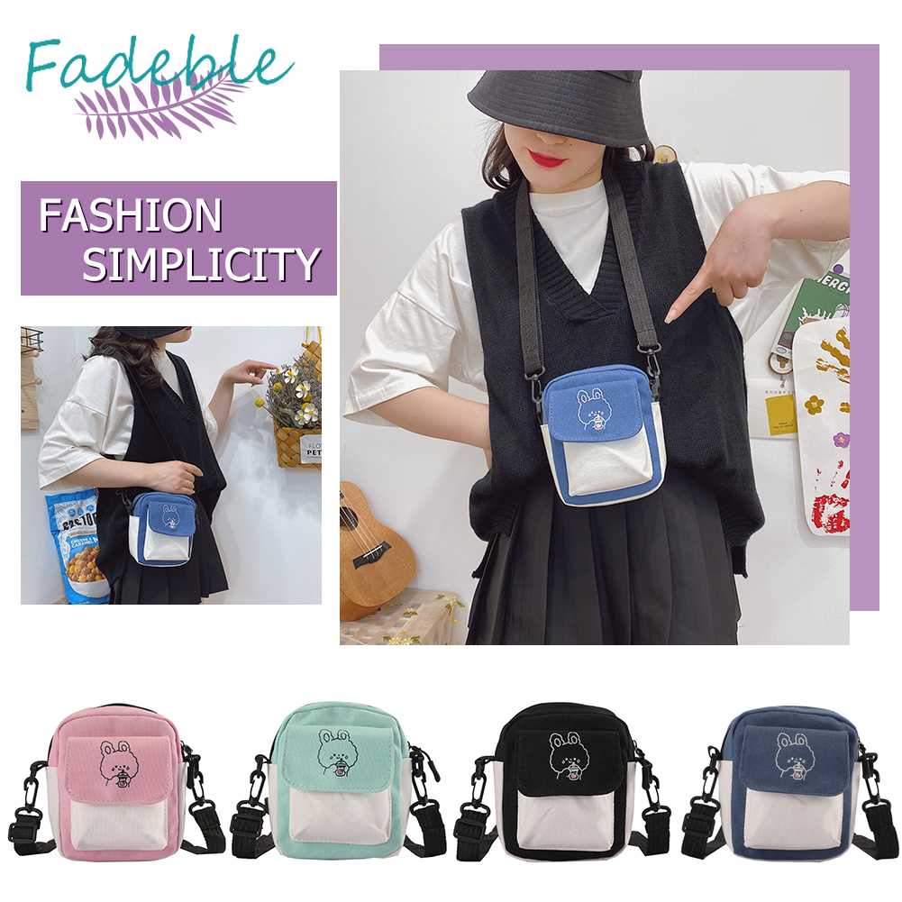 Túi Xách Đeo Vai Vải Bạt In Hoạt Hình Thời Trang Nữ Cá Tính