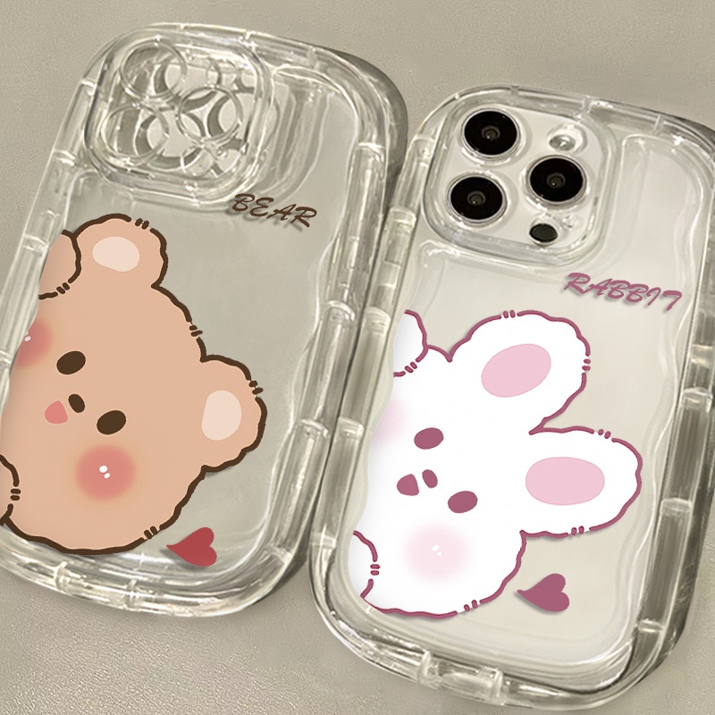 Ốp Điện Thoại Silicone Mềm Trong Suốt Chống Sốc In Hình Gấu Thỏ Cho IPhone 14 13 12 11 Pro Max XS X XR 8 + 7 Plus