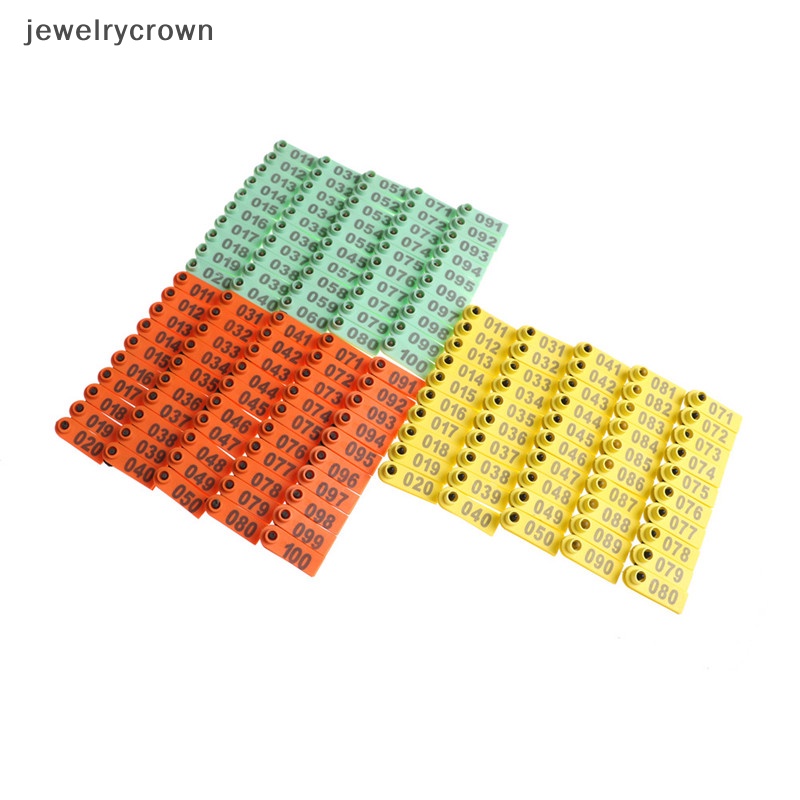 Set 100 Thẻ Ghi Số Bằng Nhựa Gắn Tai Gia Súc / Heo / Cừu / Bò Sát
