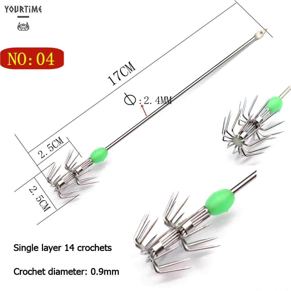 Bộ 10 Chiếc Móc Câu Hình Con Mực Phát Sáng Trong Bóng Tối