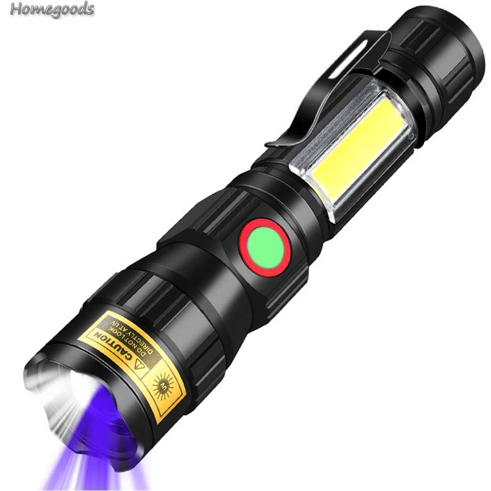 Đèn Pin LED UV 350lm Màu Đen + COB + 365nm Tiện Dụng Mang Theo Cắm Trại Ngoài Trời