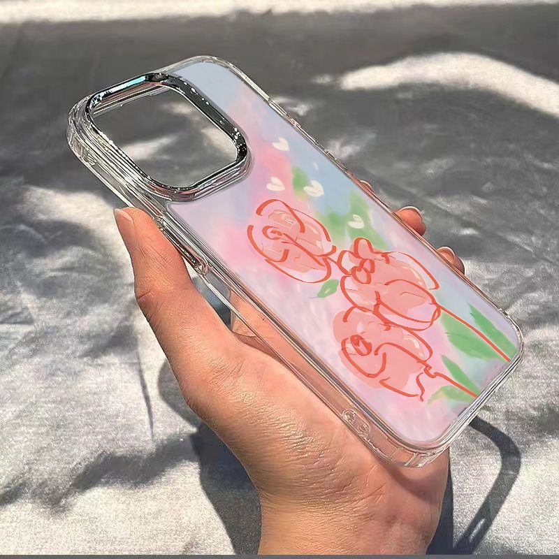 ✅Ốp Điện Thoại Mềm Chống Sốc Họa Tiết Hoa Hồng Sơn Dầu Cho Iphone 13Plus / 8max 11 1214Pro 7 4MMS