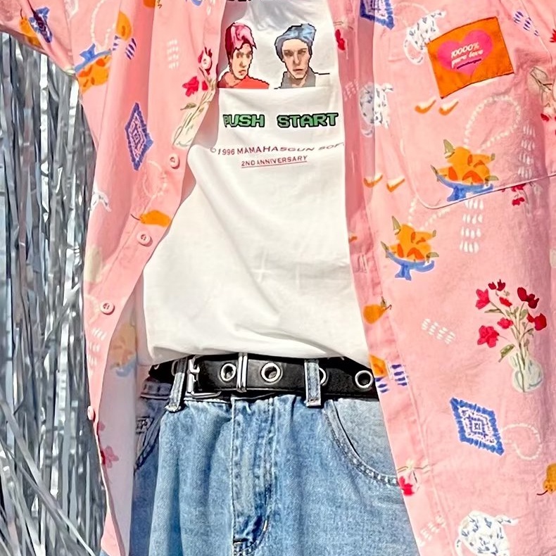 Áo Sơ Mi Cotton Ngắn Tay Dáng Rộng In Họa Tiết Graffiti Cá Tính Theo Phong Cách Retro