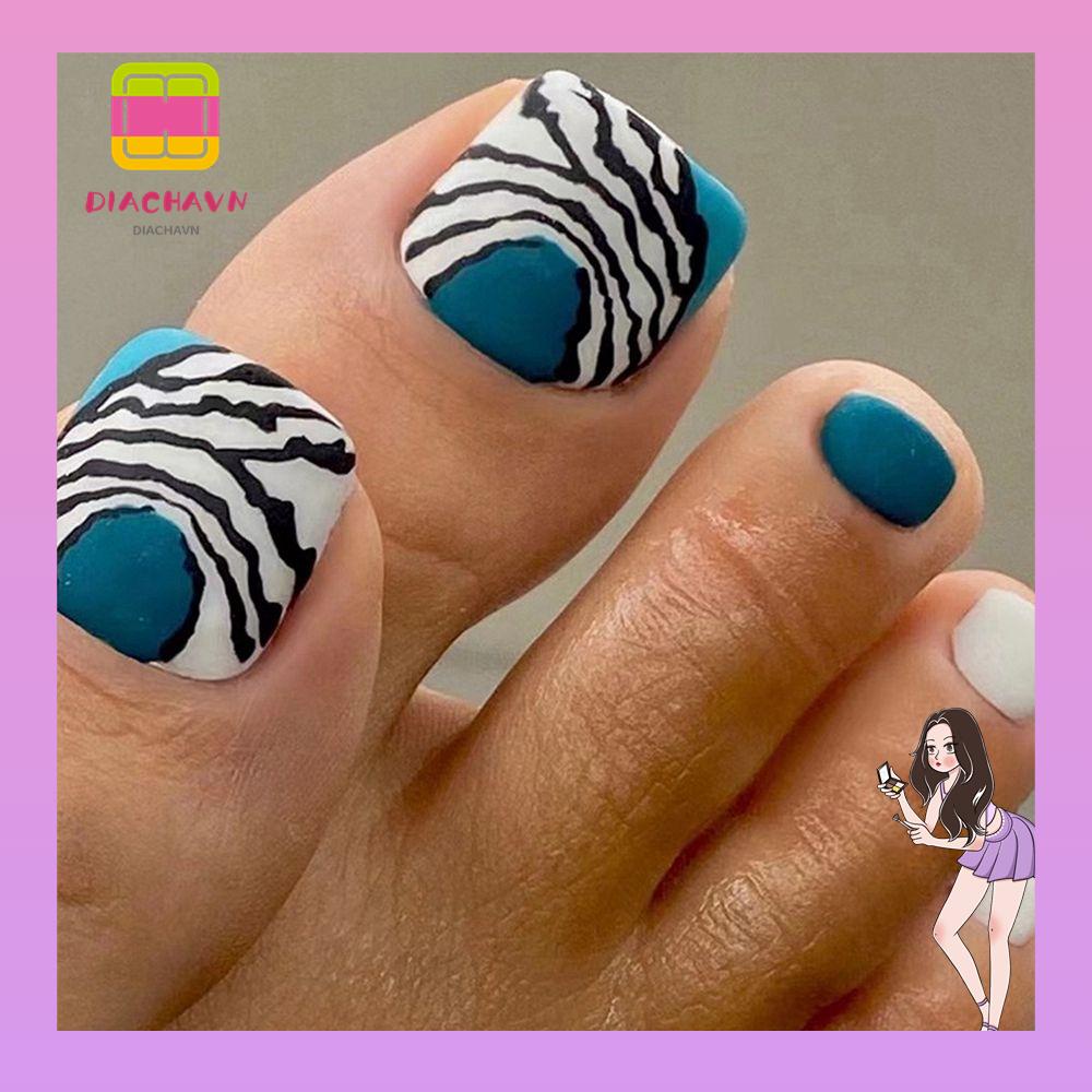 Hộp 24 Móng Chân Giả Che Phủ Toàn Diện Đầu Vuông