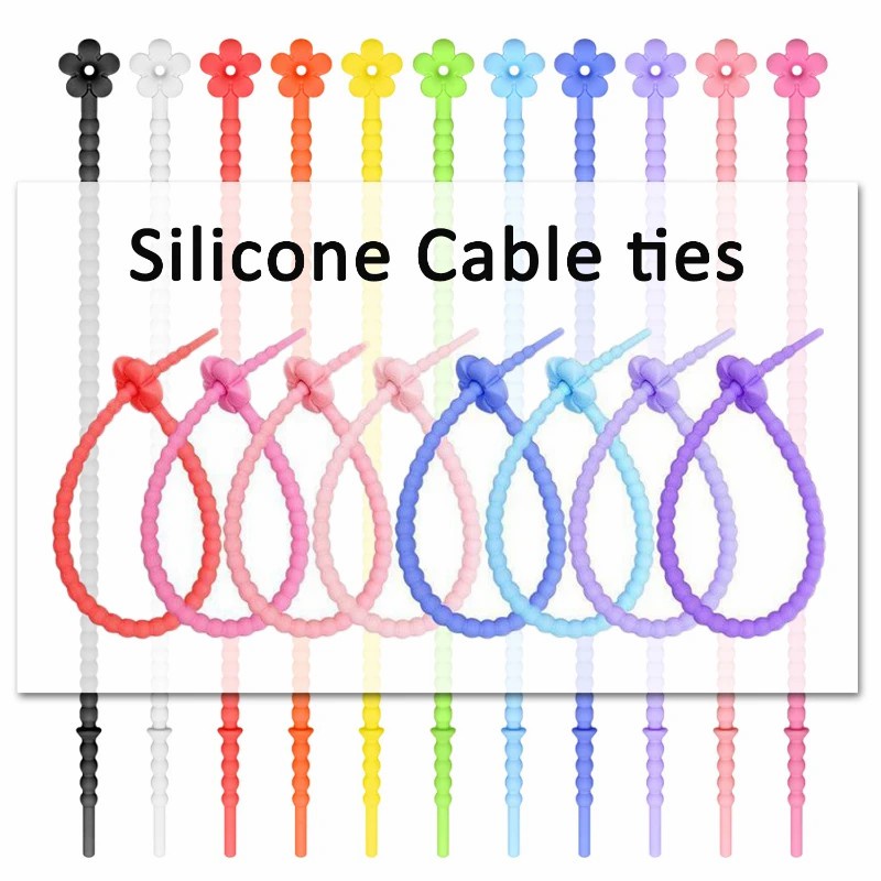 1 / 5 Dây Quấn Dây Cáp Tai Nghe Bằng Silicone Nhiều Màu Có Thể Tái Sử Dụng
