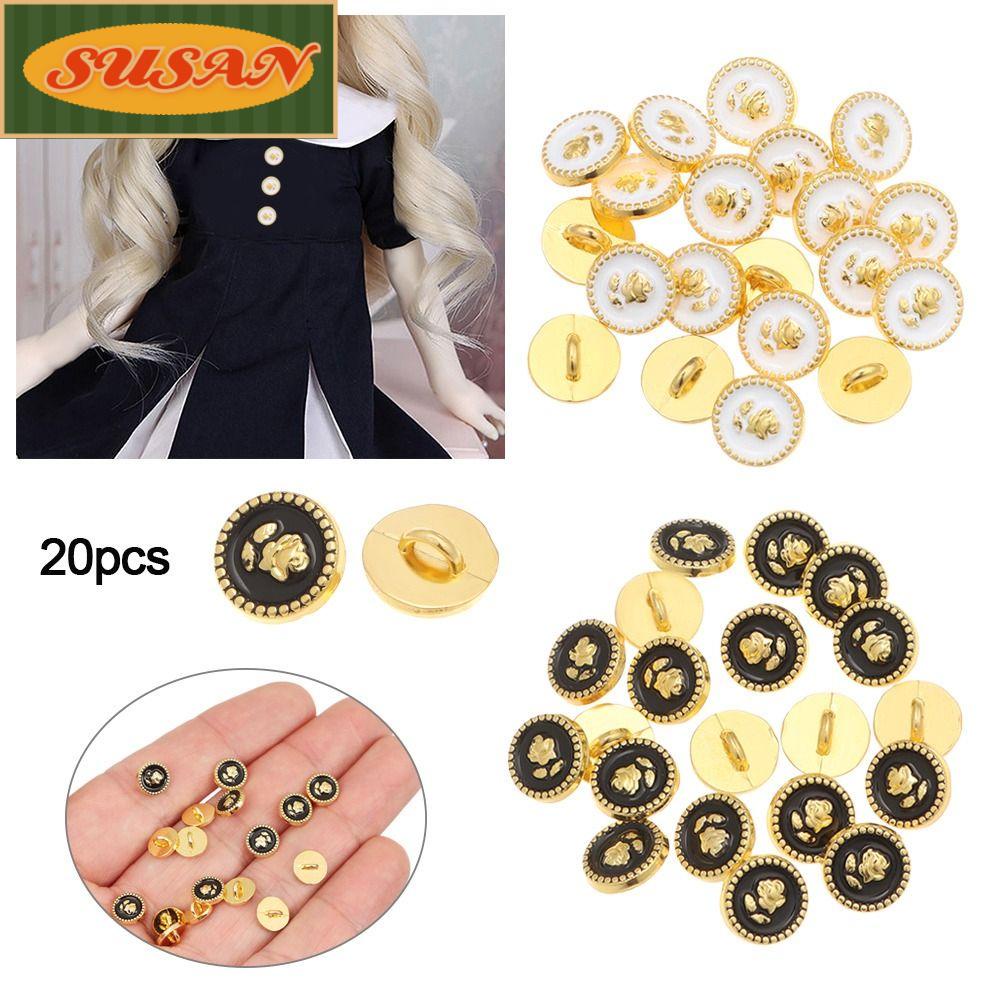 Set 20 Nút Trắng / Đen Hình Hoa Hồng Trang Trí Cho Búp Bê