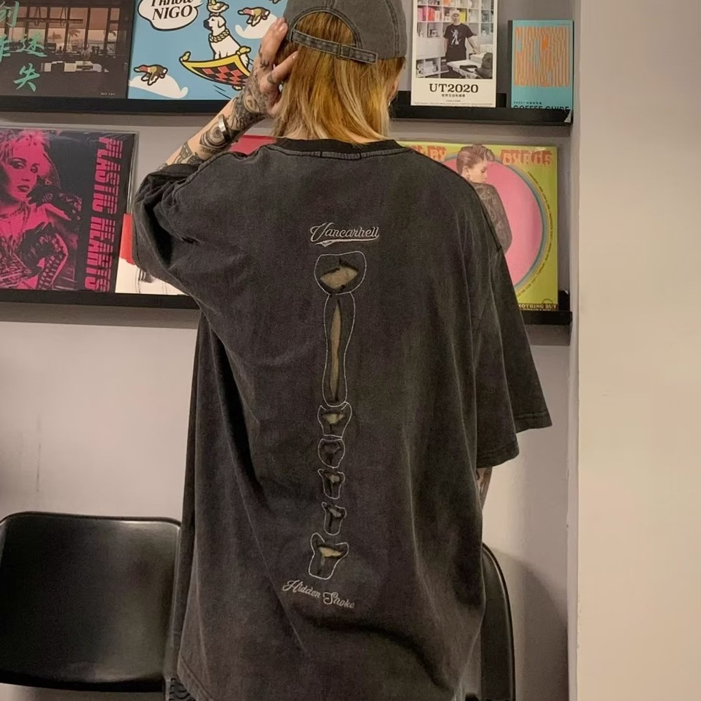 Áo Thun Ngắn Tay Phong Cách Đường Phố Cá Tính Cho Nam Nữ