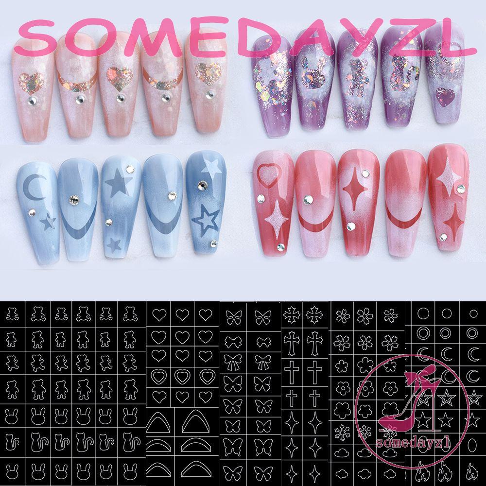Khuôn Vẽ Trang Trí Móng Nghệ Thuật Hình Đám Mây / Ngôi Sao / Trái Tim Dạng Trượt Tự Dính Dành Cho Salon