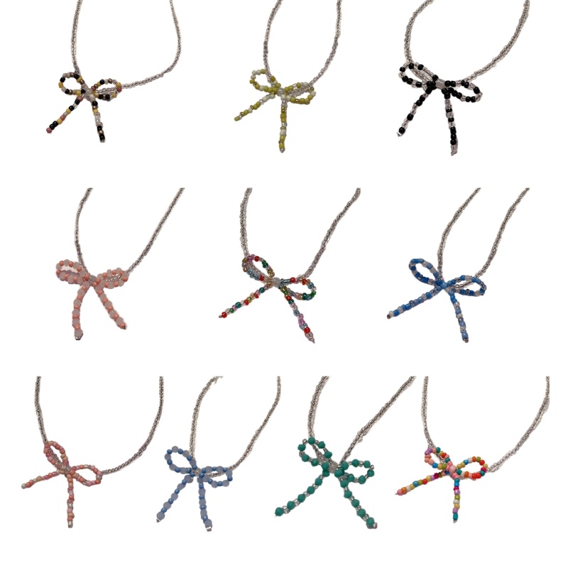 Vòng Cổ Hạt Nhiều Màu Sắc Xỏ Hạt Hình Nơ Phong Cách Bohemian Thời Trang Đi Biển Mùa Hè