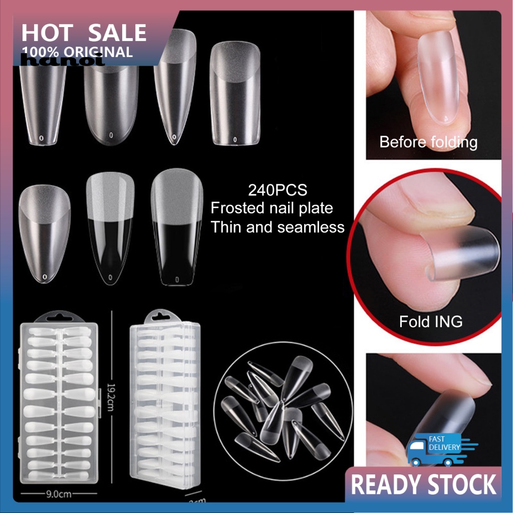 Hộp 240 Móng Tay Giả Trong Suốt Có Thể Tháo Rời Chắc Chắn