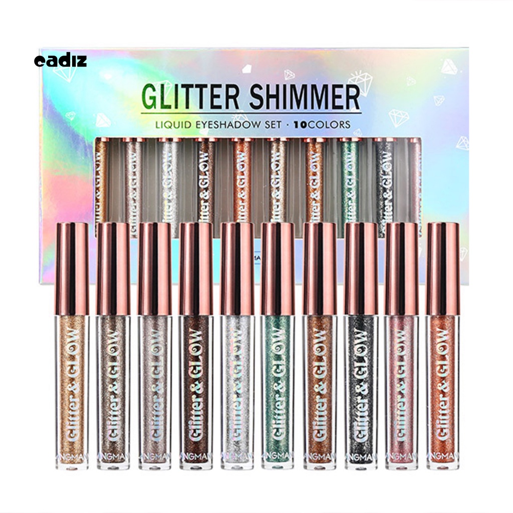 Set 10 Phấn Mắt Dạng Lỏng Chống Nhòe Màu Sắc Long Lanh Quyến Rũ