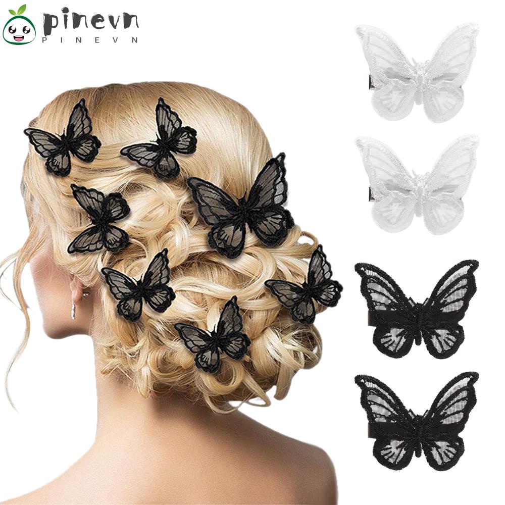 Kẹp Tóc Hình Bươm Bướm Phối Ren Thời Trang Cho Nữ