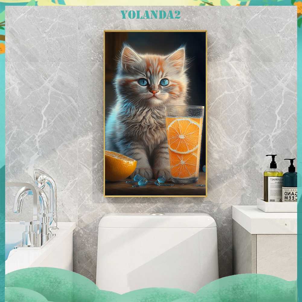 Tranh Đính Đá Kim Cương Toàn Bộ 5D DIY Hình Vẽ Mèo Trang Trí Nhà Cửa