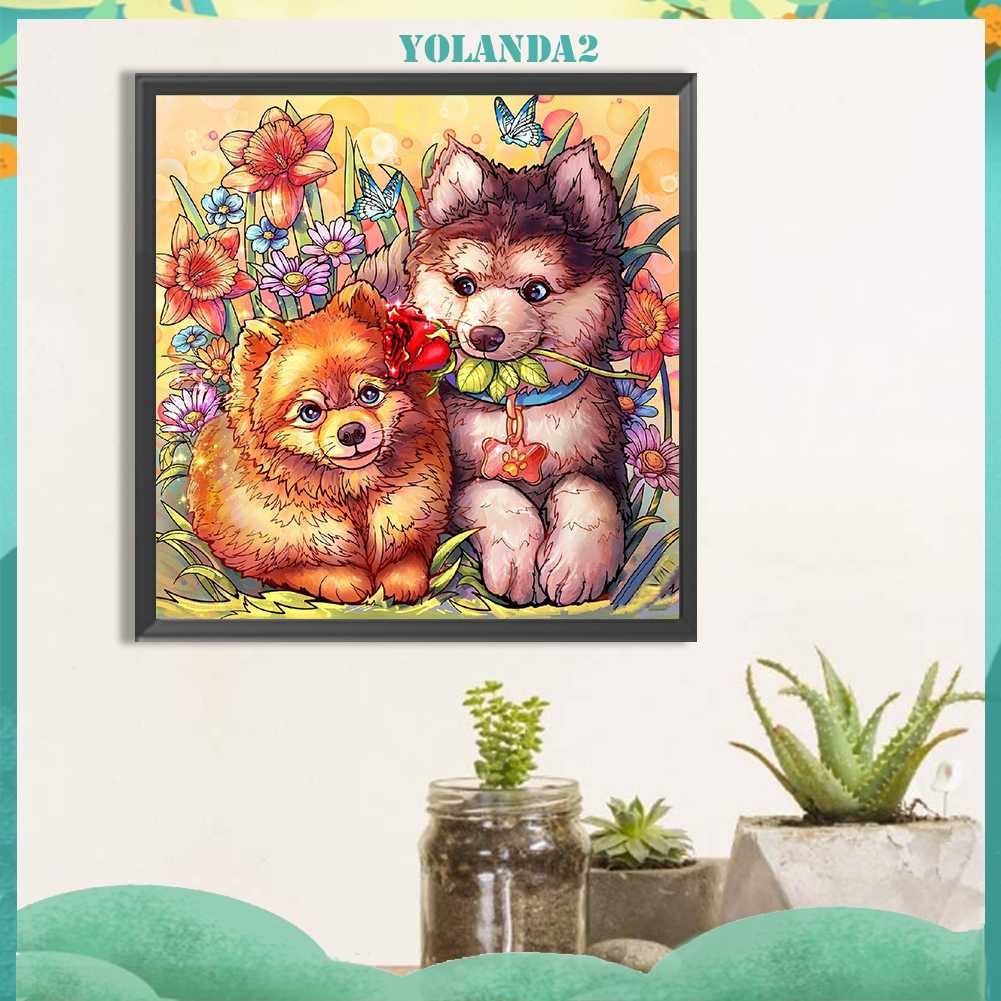 Tranh Đính Đá Kim Cương Toàn Bộ 5D DIY Hình Vẽ Chó Mèo Trang Trí Nhà Cửa