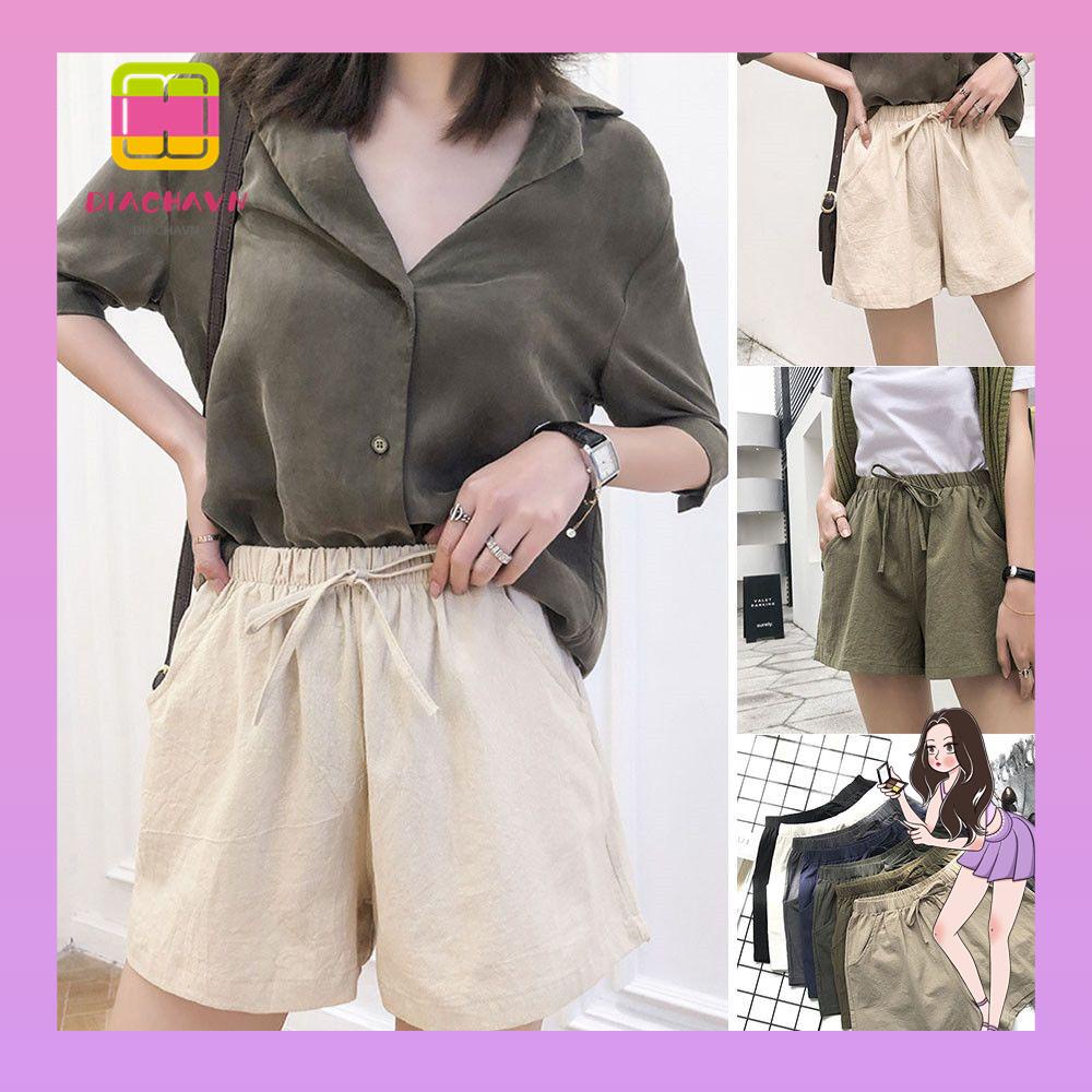 Quần Short Màu Trơn Plus Size Cho Nữ