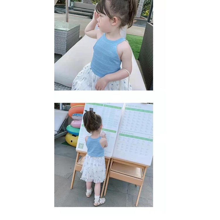 🍒muying🍒 Áo Thun Hai Dây Bé Gái Mầu sắc, Áo Hai Dây Hình CÔ GÁI siêu xinh,  mặc siêu sành điệu,chất mềm, mát, co giãn tốt, Dáng Ôm