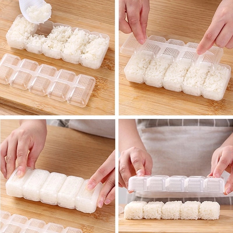 Set 5 Khuôn Làm Cơm Cuộn Sushi Bằng Nhựa Cấp Thực Phẩm Chống Dính
