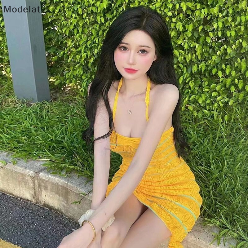 Mfc Đầm Dệt Kim Mini Không Tay Dáng Ôm Thời Trang Mùa Hè Cho Nữ