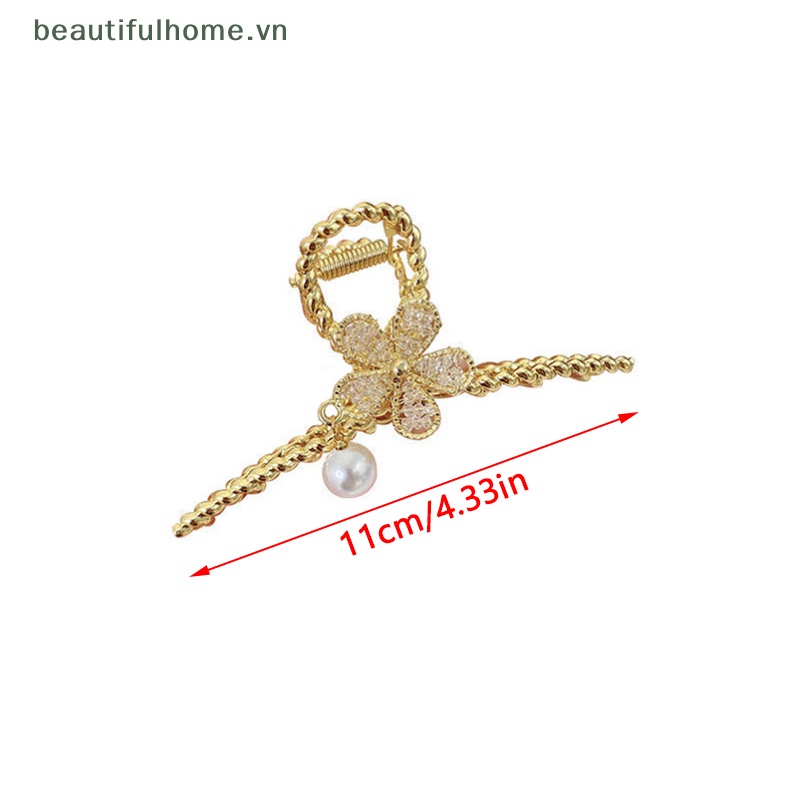 Kẹp Tóc Hình Cá Mập Đính Đá / Ngọc Trai Bằng Kim Loại Cho Nữ