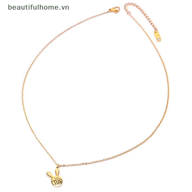 Vòng cổ Hai Mặt Bằng Thép Titan Mặt Hình Thỏ Hoàng Đạo Đơn Giản Thời Trang Cá Tính [beauty]