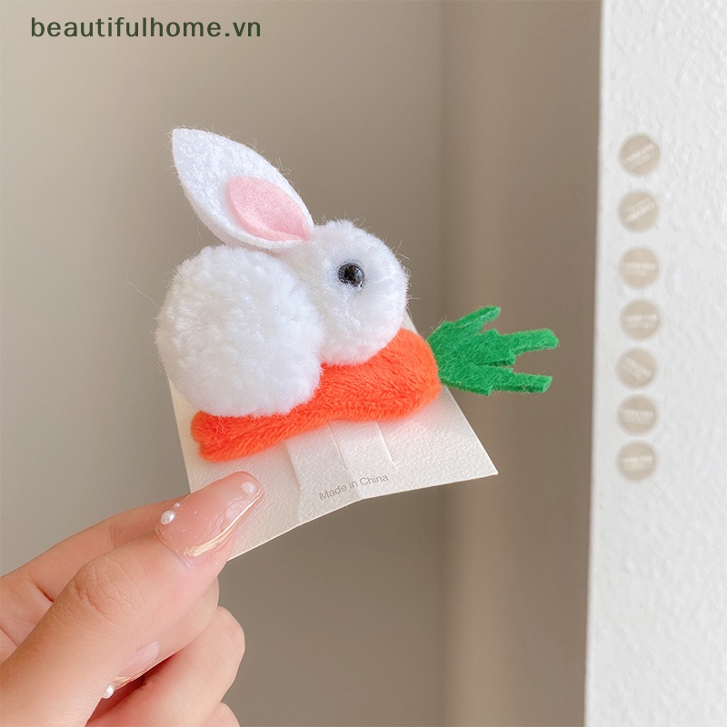 Kẹp Tóc Hình Thỏ Đính Bóng Lông Dễ Thương Cho Bé Gái