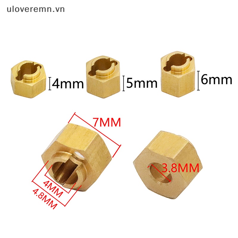 Đầu Nối Dài Trục Bánh Xe Bằng Đồng Thau 4 / 5 / 6mm Cho Mô Hình Xe Điều Khiển 1 / 18