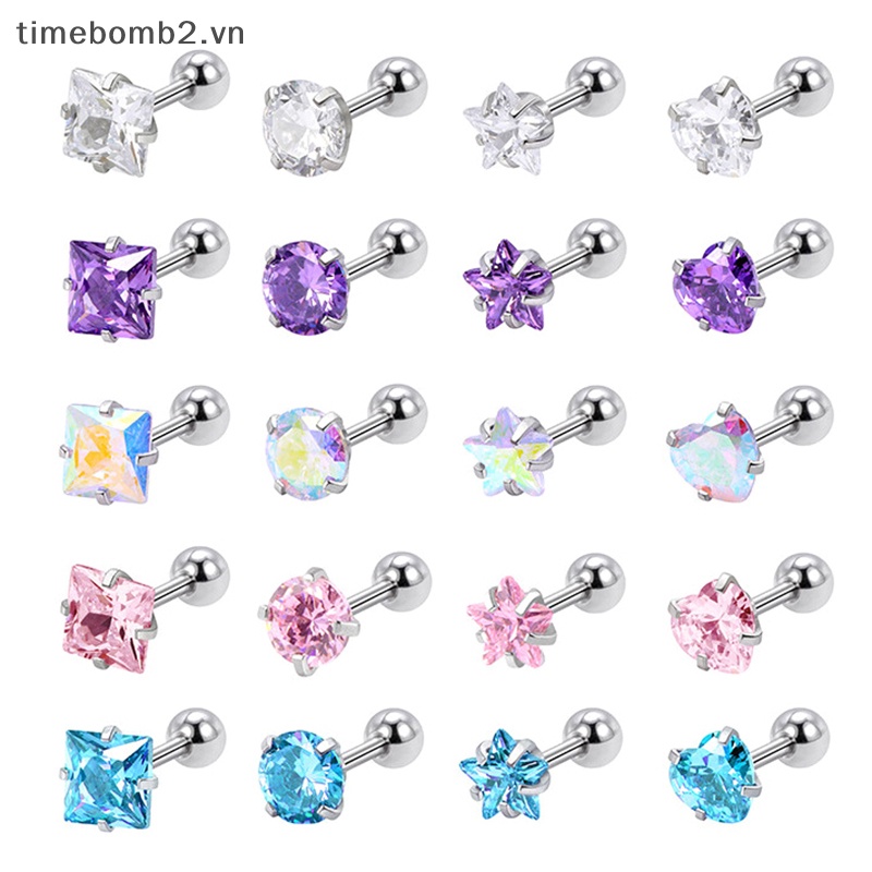 1 Đôi Khuyên Tai Đính Đá Zircon Đơn Giản Bằng Thép Không Gỉ Thời Trang Cho Nữ