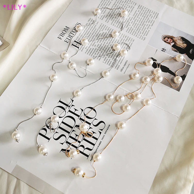 Lily ngọc trai của phụ nữ vành đai chuỗi mỏng vành đai cho phụ nữ ăn mặc Skinny Dây thắt lưng trang trí uuu