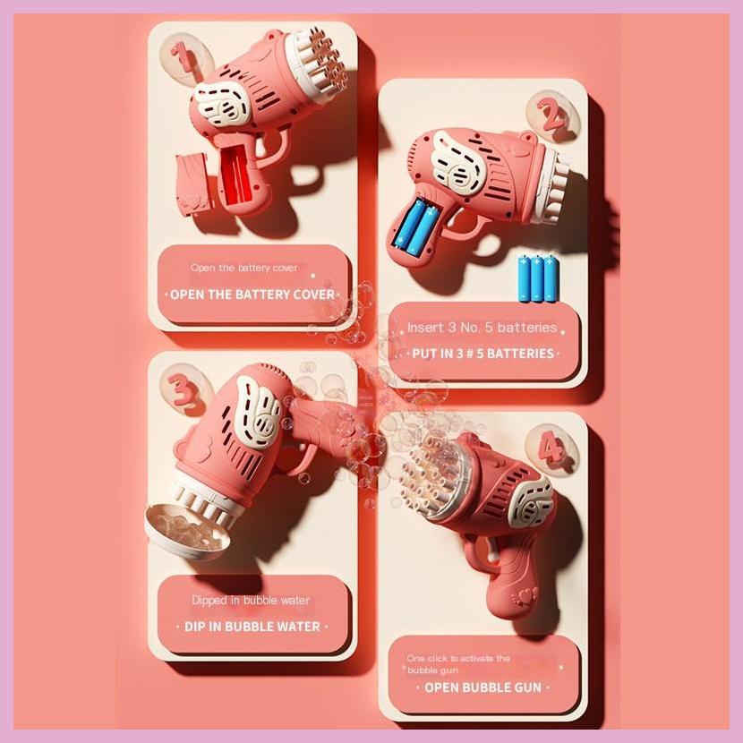 Máy Thổi Bong Bóng Dạng Lỏng 32 Lỗ Có Nút Nhấn