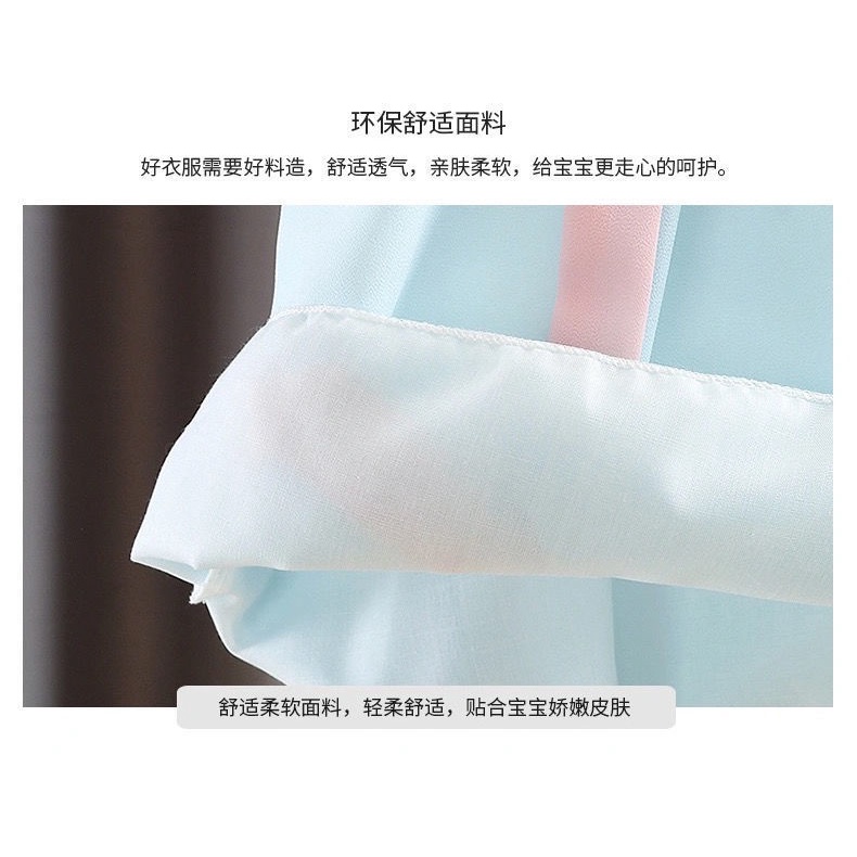 Đầm Hán Phục Phong Cách Trung Hoa Cổ Điển + Miếng Dán Lông Mày + Đầu Kích Thước 90-150 Hàng Mới Dành Cho Bé Gái