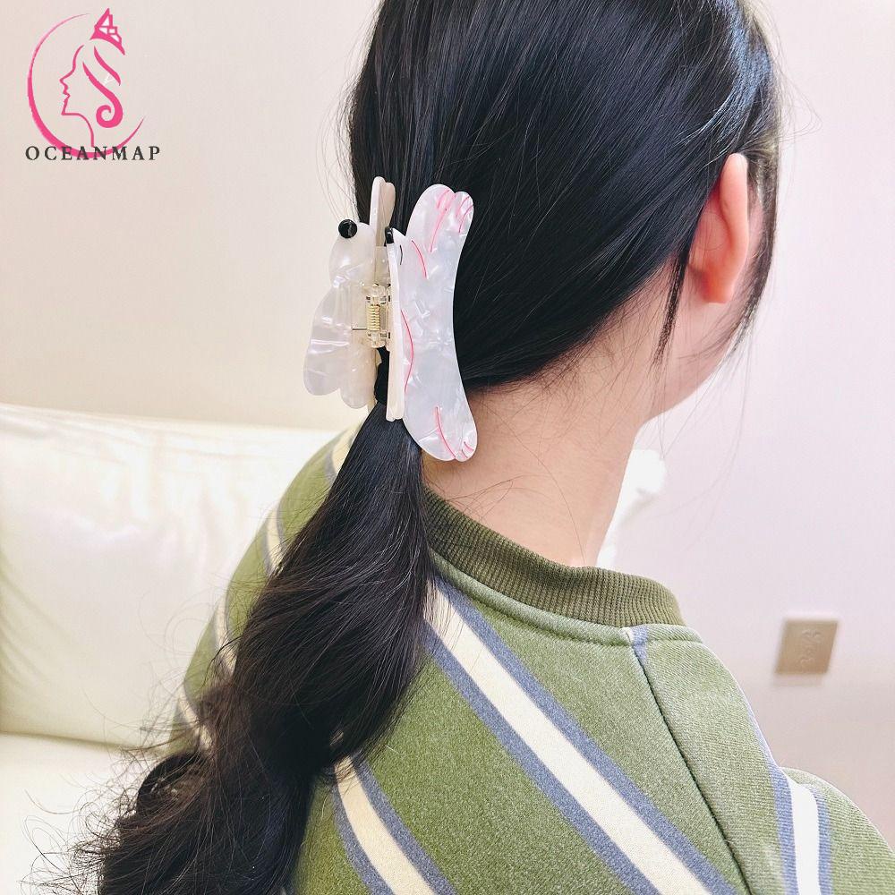 Kẹp Tóc Đuôi Ngựa Cỡ Lớn In Họa Tiết Hình Học Dễ Thương Phong Cách Hàn Quốc