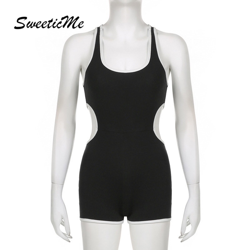 Bộ Áo Liền Quần Cổ Chữ U Phối Màu Tương Phản Thời Trang 2023 Cho Nữ