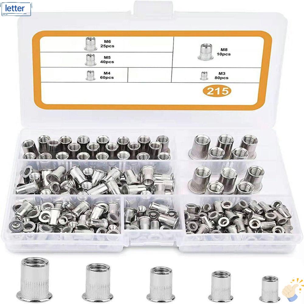 Set 215 Đai Ốc Đinh Tán Đầu Phẳng Chuyên Dụng M3 M4 M5 M6 M8