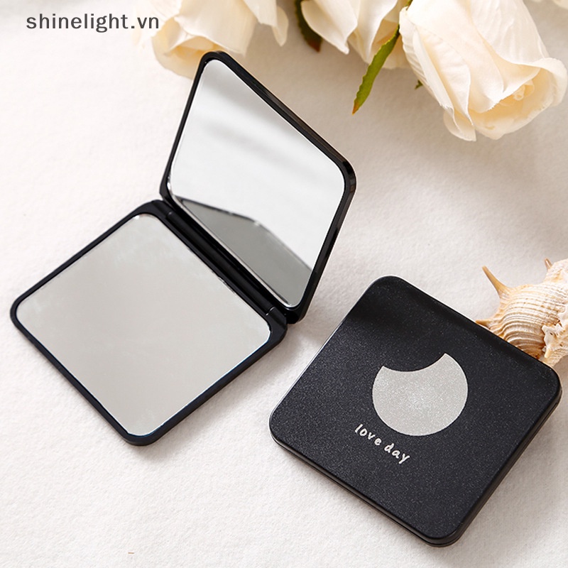 Gương Trang Điểm Mini Hai Mặt Hình Vuông Dạng Gập Tiện Dụng