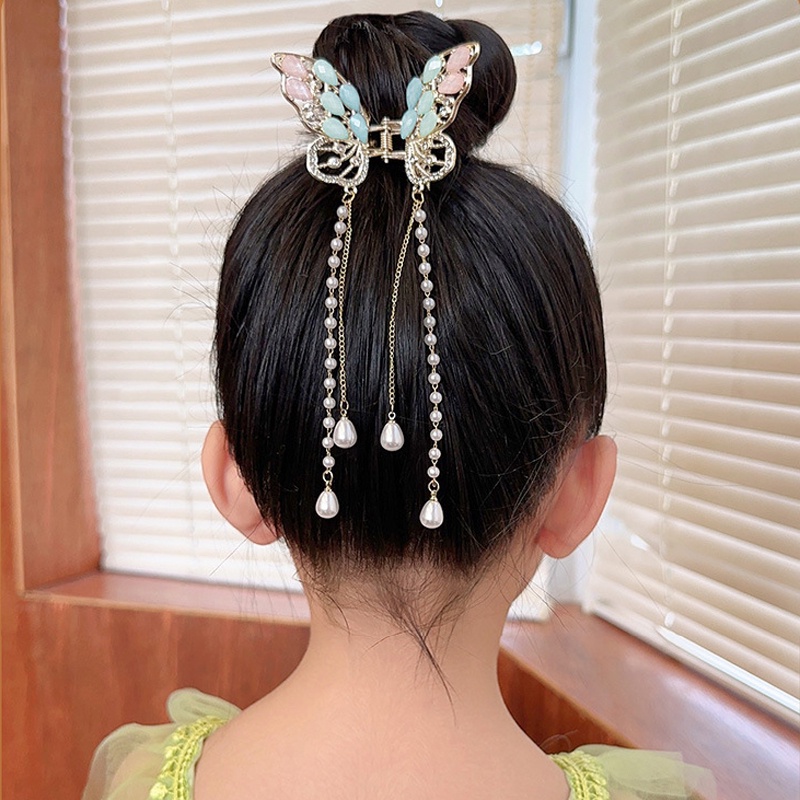 Kẹp tóc CHLINS hình bướm đính ngọc trai thời trang