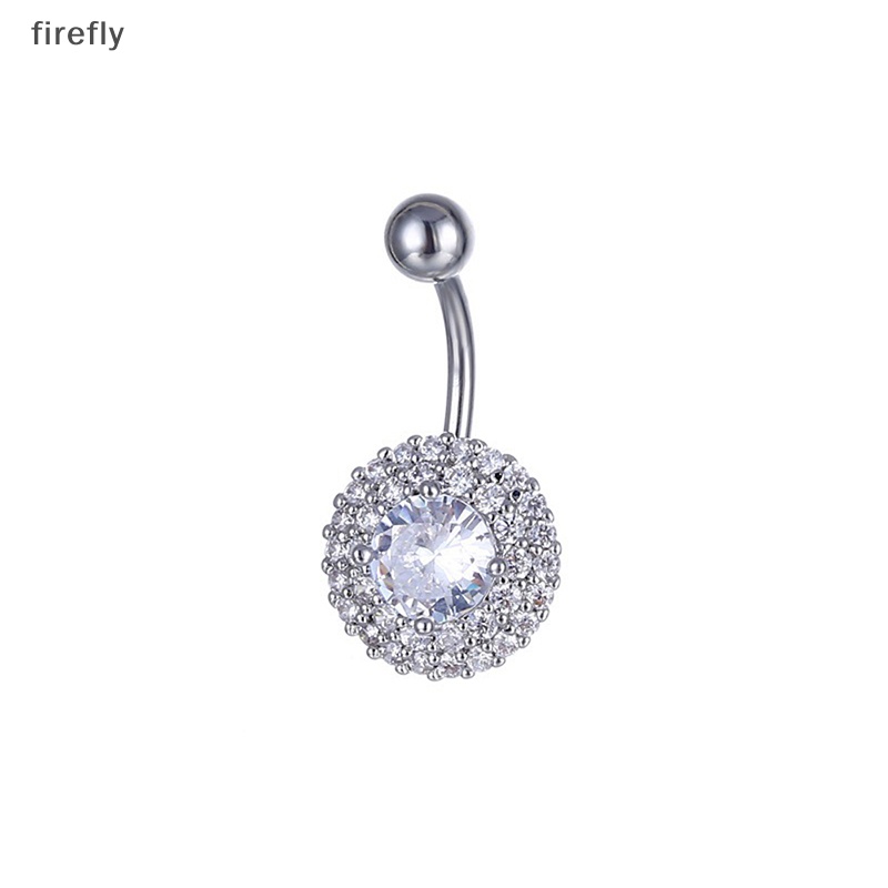 Khuyên Rốn Thép Không Gỉ Hình Hoa Đính Đá Zircon Quyến Rũ