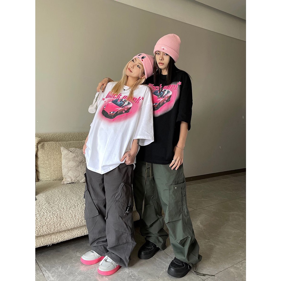 Áo Thun 100% Cotton Tay Ngắn Dáng Rộng In Họa Tiết Đường Phố Thời Trang Cho Nam Và Nữ