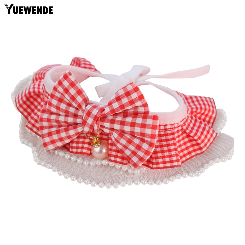 Khăn Choàng Cổ YQ.E Bằng Polyester Họa Tiết Kẻ Sọc Đính Ngọc Trai Giả Màu Sắc Tươi Sáng Chống Mài Mòn Chống Phai Màu Có Thể Giặt Cho Thú Cưng