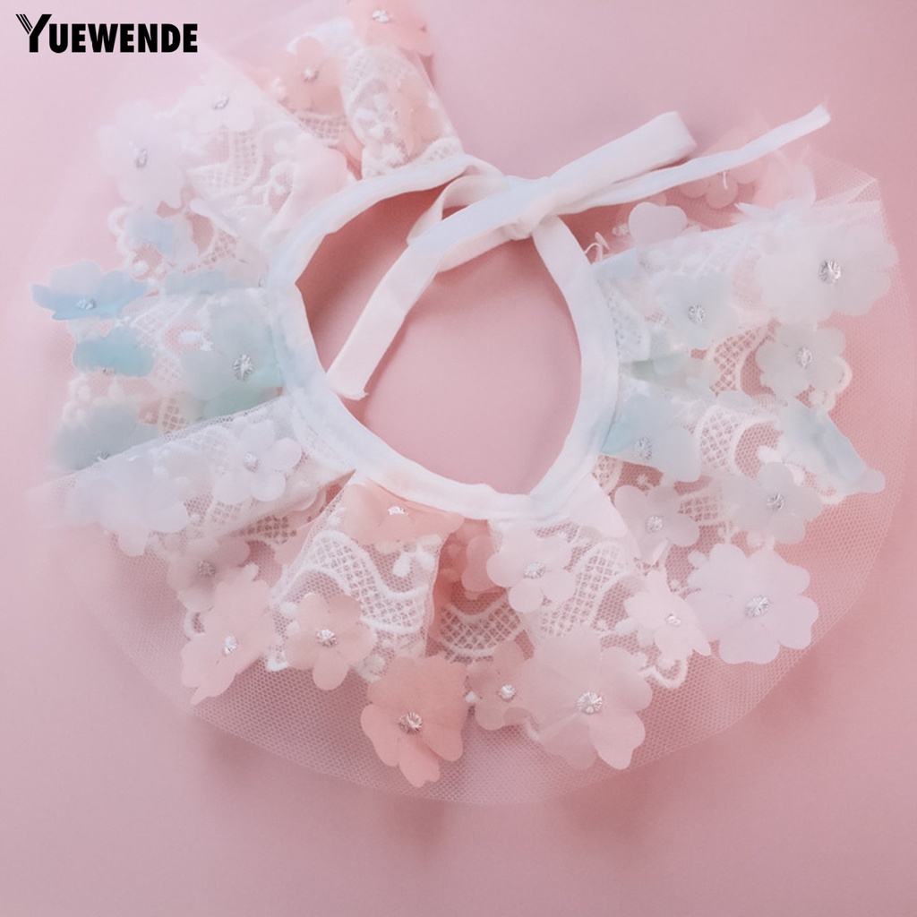 Yq.e Khăn Quàng Cổ Lưới Viền Ren Hoa Màu Tương Phản Thoáng Khí Chống Thất Lạc Trang Trí Vòng Cổ Đi Bộ Hàng Ngày Cho Cún Cưng