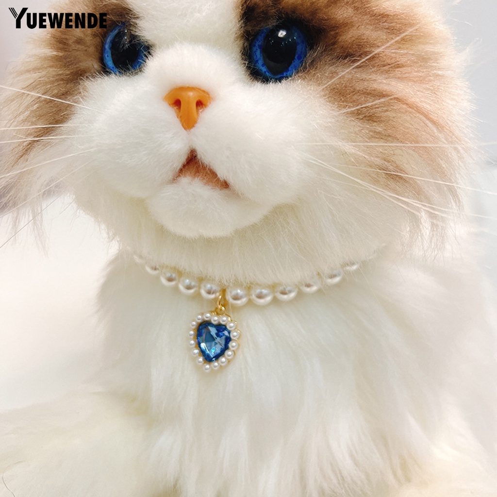 Vòng Cổ YQ.E Đính Pha Lê Giả Ngọc Trai Hình Trái Tim Có Thể Điều Chỉnh Cho Thú Cưng