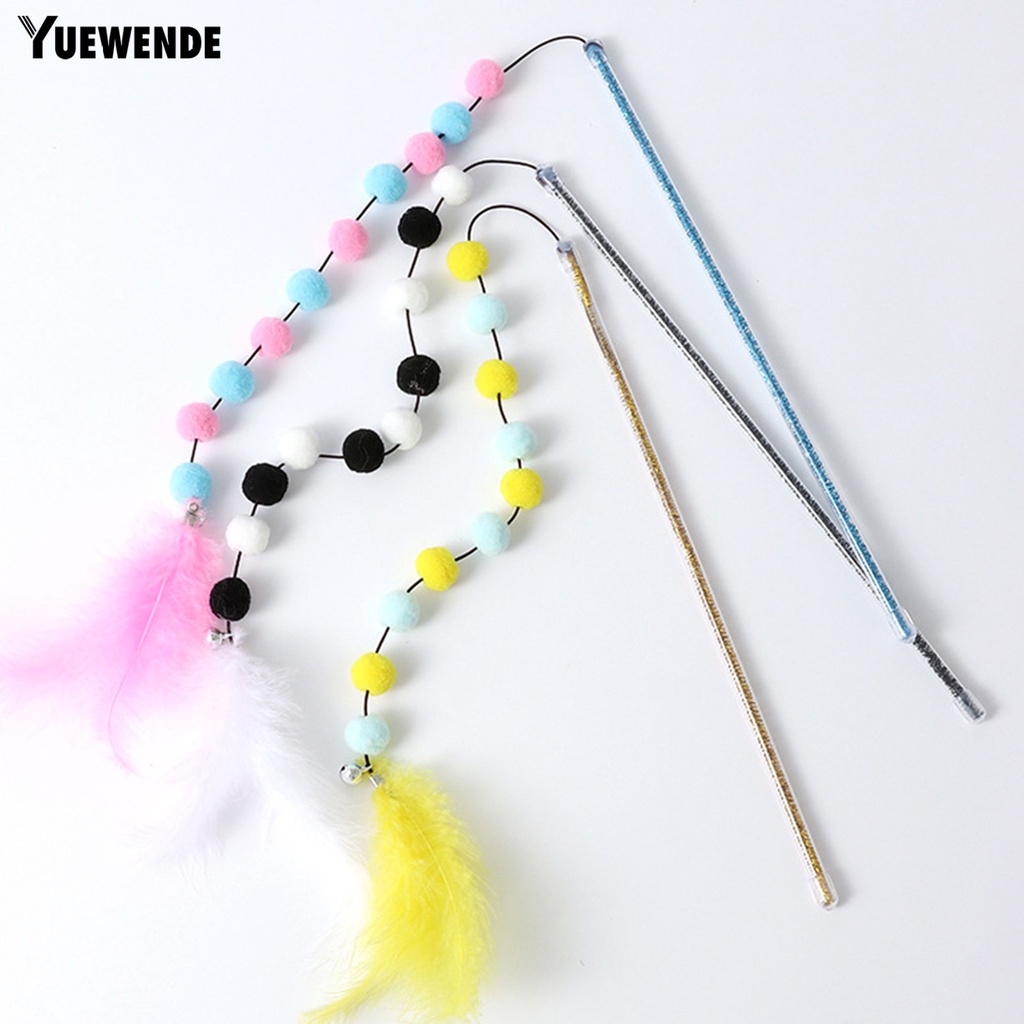 Yq.e Gậy Lông Vũ Dài Nhiều Màu Sắc Chống Cắn Thoải Mái Để Trêu Mèo Con Có Chuông Tương Tác Đa Năng Dành Cho Sử Dụng Tại Nhà