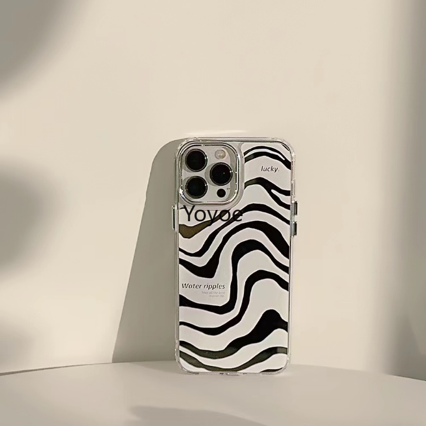 Ốp Điện Thoại Silicon Mềm Mạ Điện Họa Tiết Gợn Sóng Nước Bảo Vệ Ống Kính Máy Ảnh Cho iphone 14plus 14 13 12 11 Pro