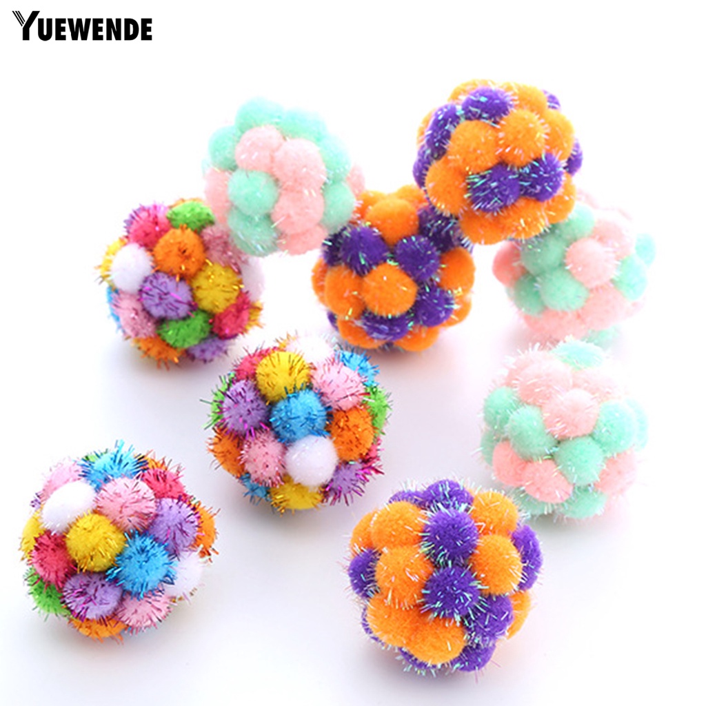 Quả Bóng Lông Xù Nhiều Màu Có Chuông Đồ Chơi Cho Mèo Cưng