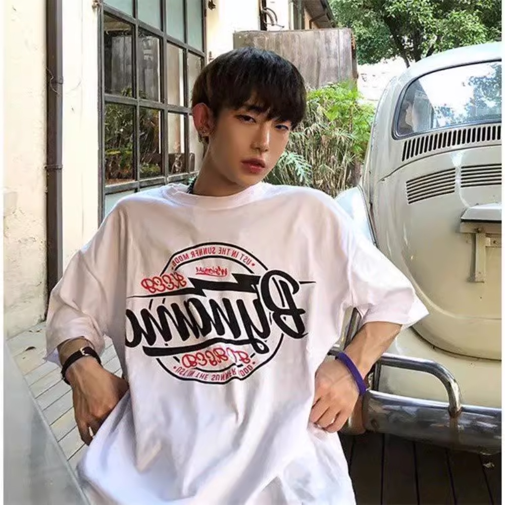 Áo Thun Tay Ngắn Dáng Rộng Phong Cách Hàn Quốc Thời Trang Mùa Hè Cho Nam
