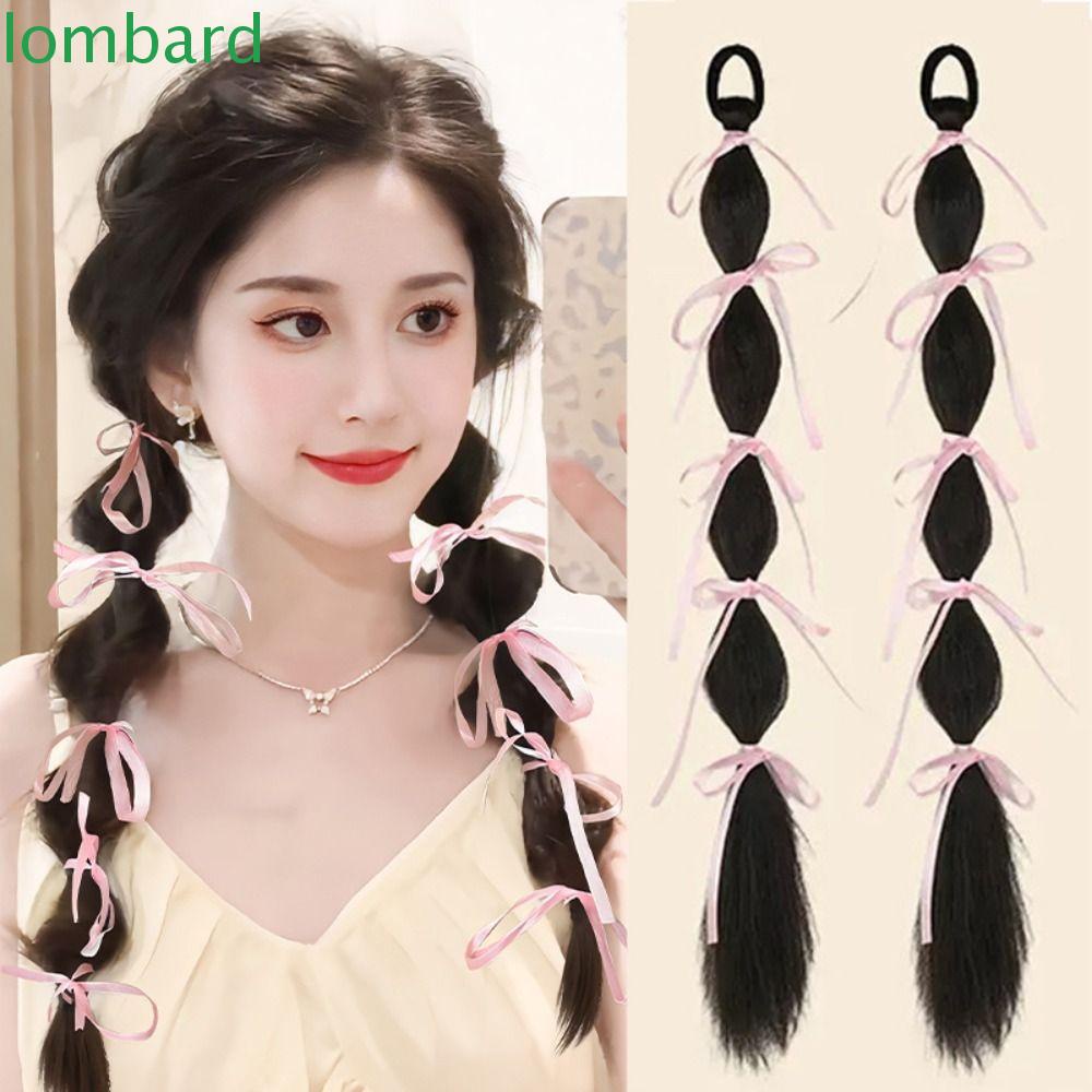 Tóc Giả Thắt Nơ Ruy Băng Co Giãn Bằng Sợi Tổng Hợp Màu Trắng Dễ Thương Dành Cho Bạn Nữ Mặc Trong Bữa Tiệc