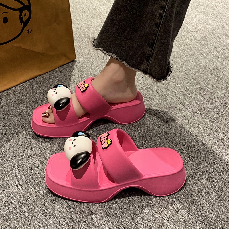 Kisstyle Dép Sandal Đế Dày Mềm Mại Họa Tiết Hoạt Hình Thoải Mái Thời Trang Đi Biển Cho Nữ