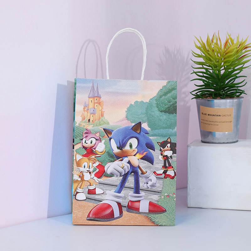 Set 5 Túi Giấy Đựng Bánh Kẹo In Hình Nhím Sonic Dễ Thương
