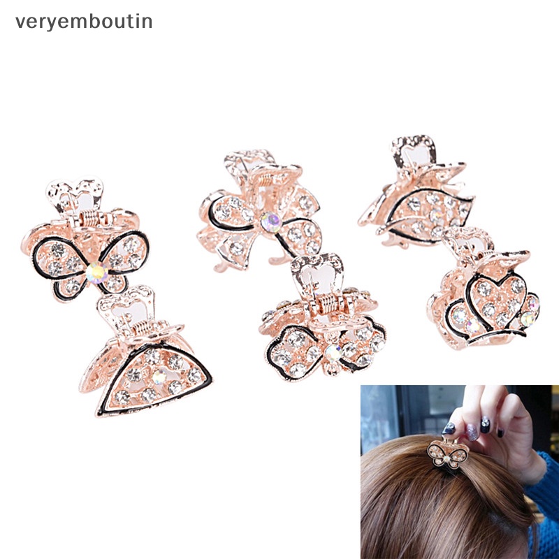 Kẹp Càng Cua Hình Bướm Mini Bằng Nhựa Đính Đá Pha Lê Đáng Yêu