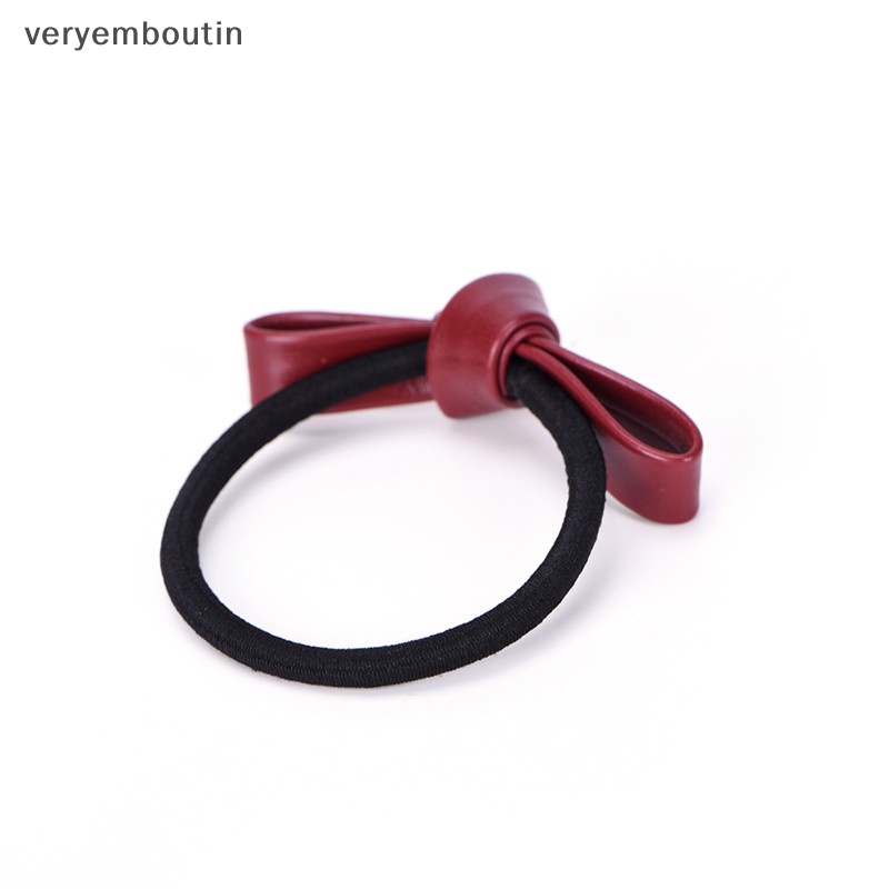 Dây Buộc Tóc Cao Su Co Giãn Bọc Da Phối Nơ Thời Trang Dành Cho Nữ