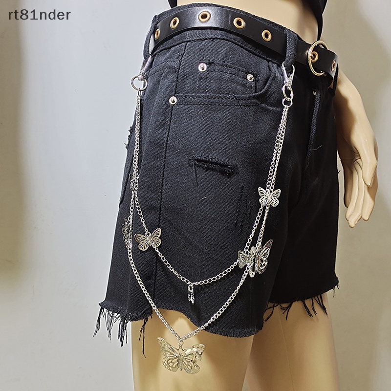 Rt Thắt Lưng Hai Lớp Phối Móc Khóa Hình Bướm Rỗng Phong Cách Hip Hop Cổ Điển Hợp Thời Trang Cho Nam Và Nữ